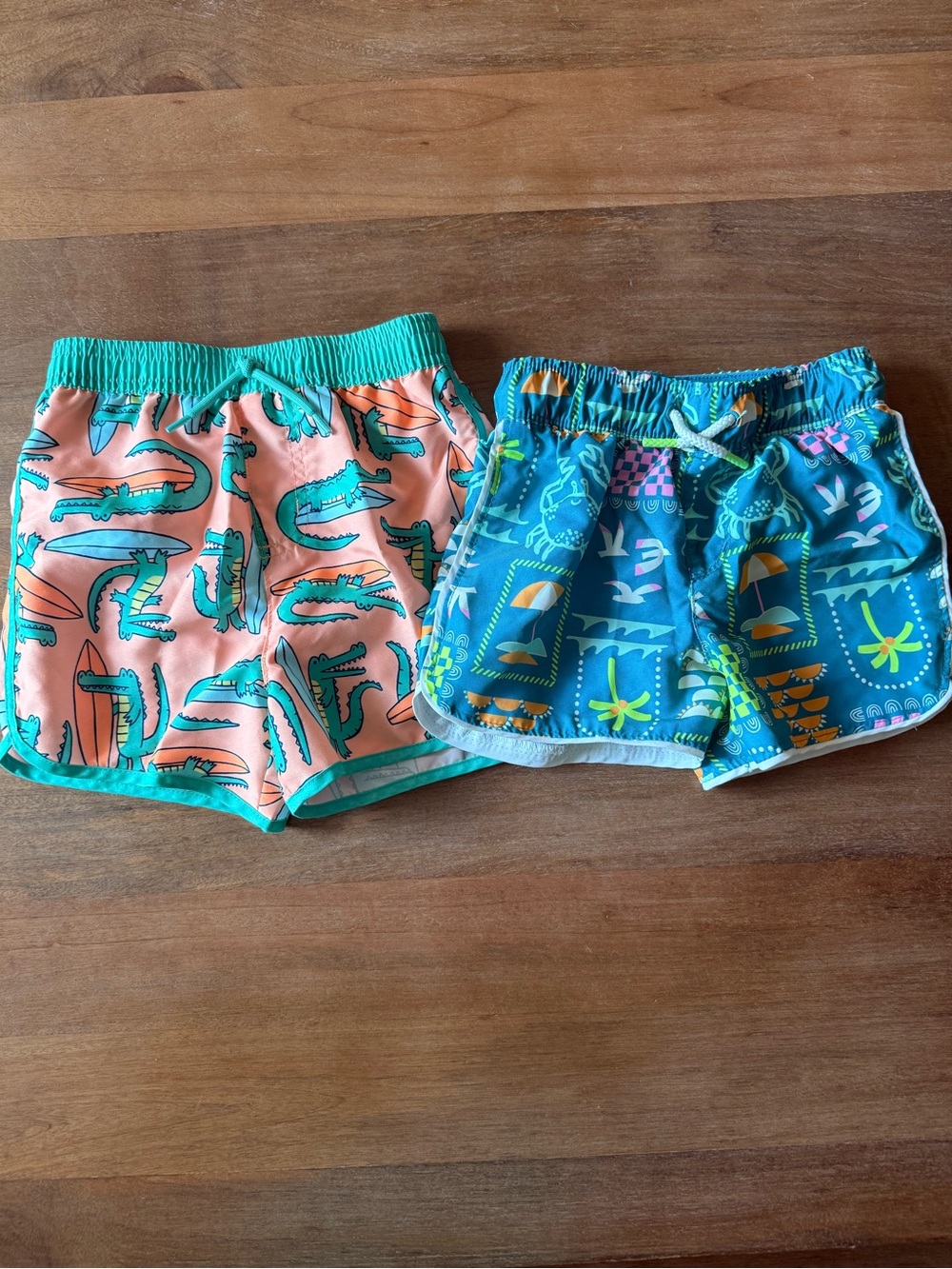 💥2/$20 Orange Crocodile & Teal Ocean Swim Trunks Set 3T